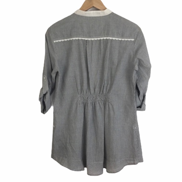 Striped Button Up with Lace Bib NWOT - Picture 4 of 5